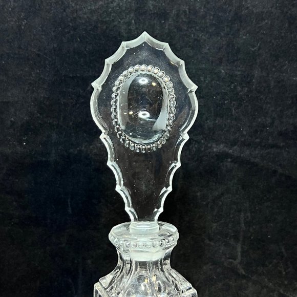 Vintage L E Smith Glass Co Beaded Medallion Perfume Bottle With Stopper - Picture 3 of 10
